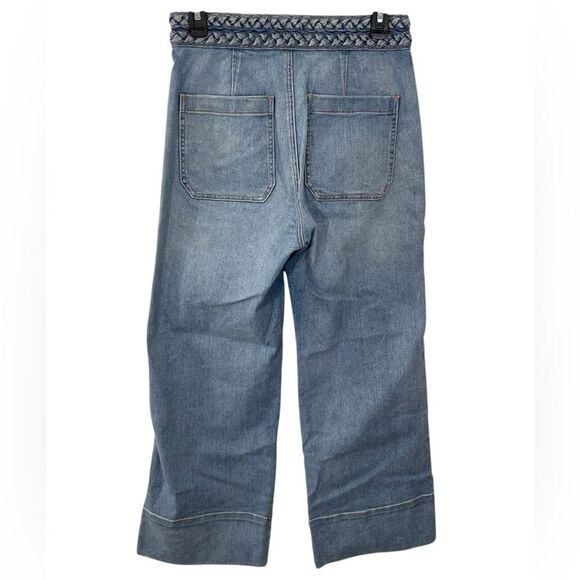 Current/Elliott Braided High Waist Cropped Camp Jeans in Light Blue Wash Size 27 - Picture 5 of 12